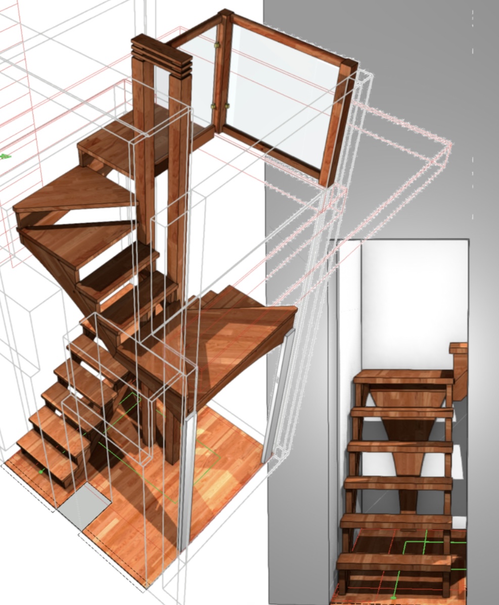 Progetto scala su misura Roma per mansarda con struttura in legno e soluzione per spazi ridotti