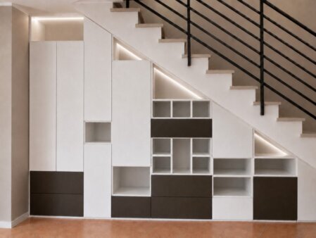 Mobile sottoscala su misura realizzato con moduli Made in Italy personalizzati